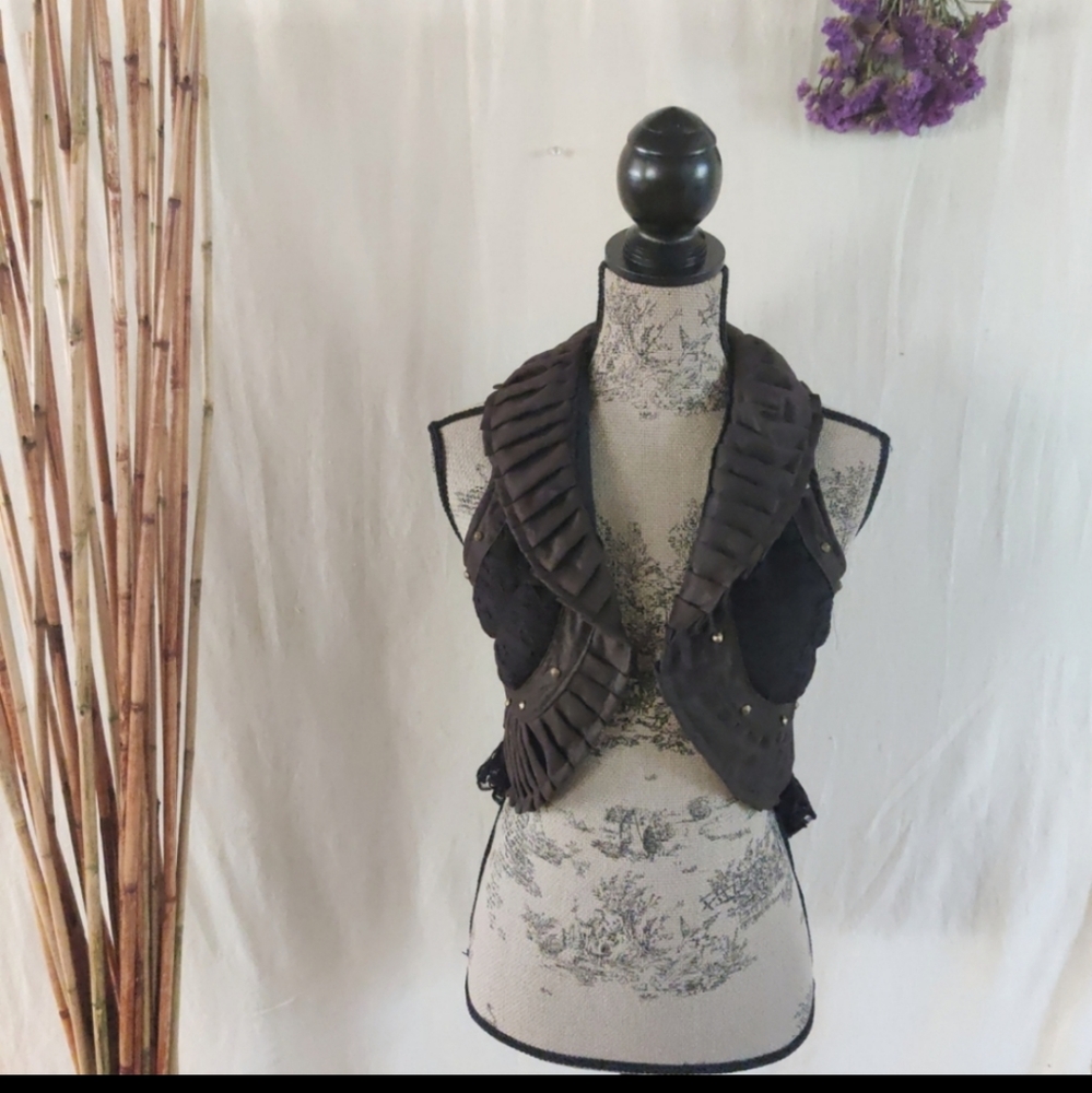 SAIMESE DREAM Vintage Boho Lace Punk Vest Jacket